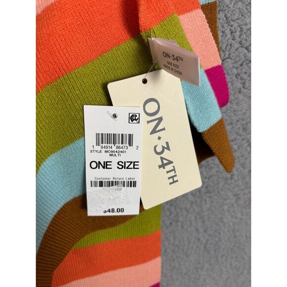 Bright Multicolor Striped Convertible Wrap Scarf By On-34th OS New With Tag's - Picture 4 of 6